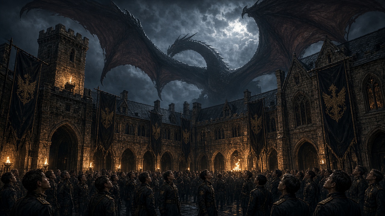 Torchlit Rider’s Quadrant as dragon wings pass overhead
